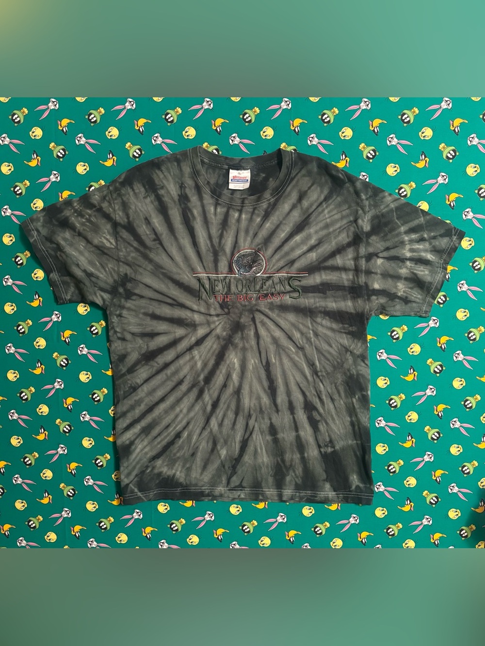 Hanes Black & Gray Tie-Dye "New Orleans The Big Easy" Short Sleeve Tee